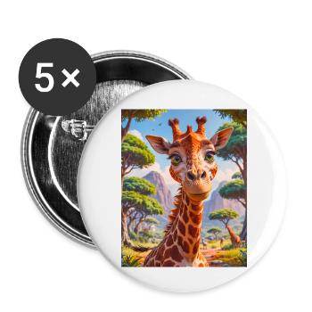 Super süße afrikanische Tiere – Giraffe - Buttons klein 25 mm (5er Pack) - Weiß - Vorne
