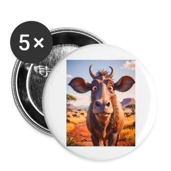 Animaux africains super mignons – Gnous - Lot de 5 petits badges (25 mm) - blanc - Devant