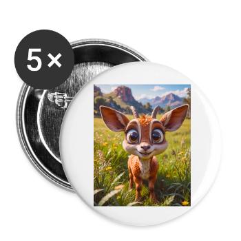 animaux africains super mignons – Antilope - Lot de 5 petits badges (25 mm) - blanc - Devant