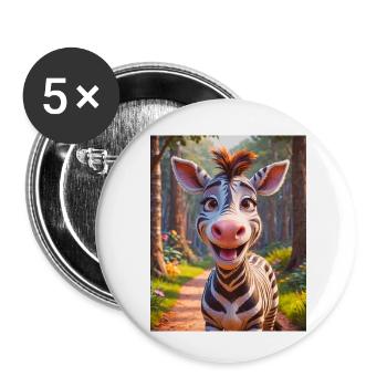 Animaux africains super mignons zèbre - Lot de 5 petits badges (25 mm) - blanc - Devant