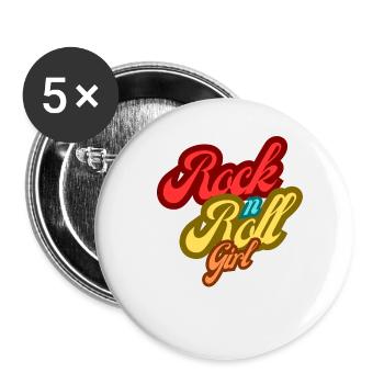 Rock n Roll Girl Retro Style 80s 90s Party - Buttons small 1''/25 mm (5-pack) - white - Front
