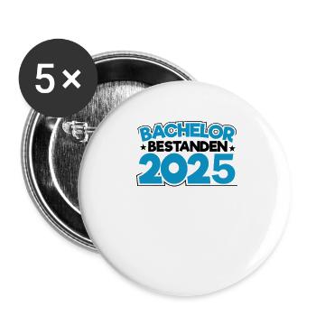 Bachelor 2025 Abschluss Promotion Sponsion - Buttons klein 25 mm (5er Pack) - Weiß - Vorne