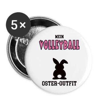 Volleyball Oster Outfit Ostergeschenk Volleyballer - Buttons klein 25 mm (5er Pack) - Weiß - Vorne