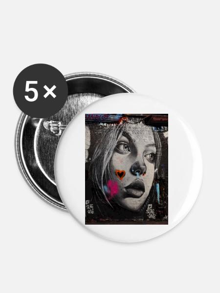Urban Art - Buttons klein 25 mm (5er Pack) - Weiß