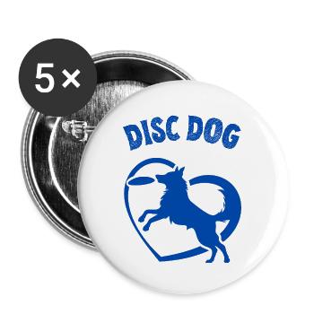 Chien de disque - Lot de 5 petits badges (25 mm) - blanc - Devant