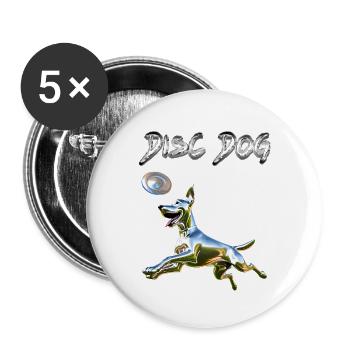 DISQUE CHIEN Chrome - Lot de 5 petits badges (25 mm) - blanc - Devant