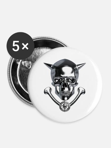 The Devil Scull - Buttons klein 25 mm (5er Pack) - Weiß
