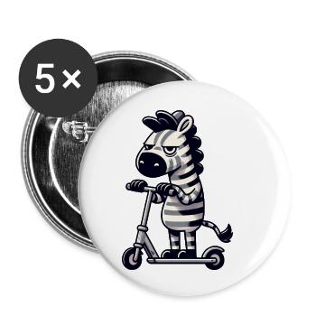 Zebra Kickroller Skurril Lustig Comic - Buttons klein 25 mm (5er Pack) - Weiß - Vorne