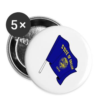 Drapeau de l’Oregon - Lot de 5 petits badges (25 mm) - blanc - Devant