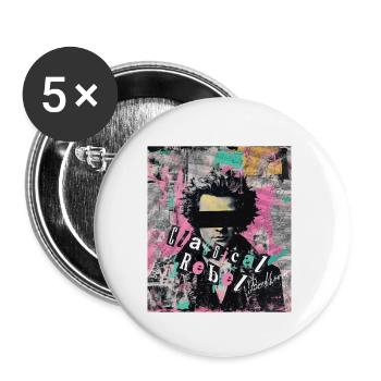 Beethoven Classical Rebel Punk Art Collage - Buttons small 1''/25 mm (5-pack) - white - Front