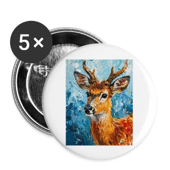 Image de cerf - Lot de 5 petits badges (25 mm) - blanc - Devant