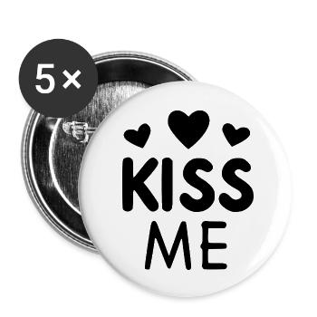 Küss mich - Buttons klein 25 mm (5er Pack) - Weiß - Vorne