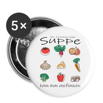 Gemüse Suppe - Buttons klein 25 mm (5er Pack) - Weiß - Vorne