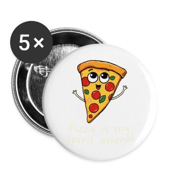 La pizza est mon Animal Fun Foodie Amateur de pizza - Lot de 5 petits badges (25 mm) - blanc - Devant