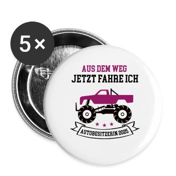 Aus Dem Weg Jetzt Fahre Ich Autobesitzerin 2025 - Buttons klein 25 mm (5er Pack) - Weiß - Vorne