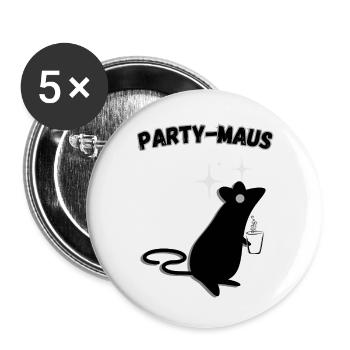 Party Maus dunkel - Buttons klein 25 mm (5er Pack) - Weiß - Vorne