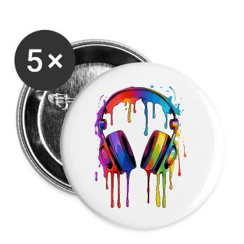 Music - Buttons small 1''/25 mm (5-pack) - white - Front
