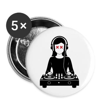DJ Platines Soirée Femme - Lot de 5 petits badges (25 mm) - blanc - Devant