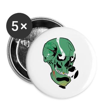 Crâne - Lot de 5 petits badges (25 mm) - blanc - Devant