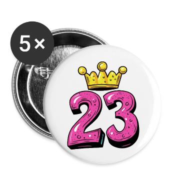 23 Number Crown - Buttons small 1''/25 mm (5-pack) - white - Front