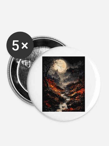 Magische Mondlandschaft - Buttons klein 25 mm (5er Pack) - Weiß