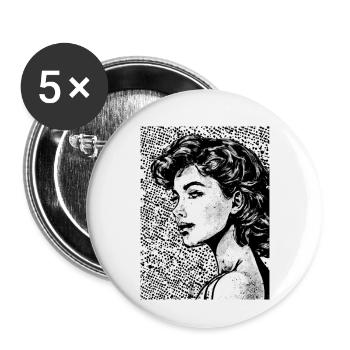 Porträt einer Frau im Pop-Art-Stil - Buttons klein 25 mm (5er Pack) - Weiß - Vorne