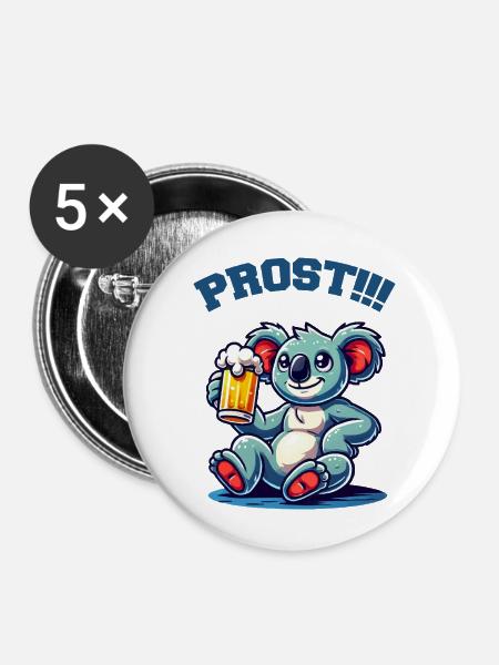 koalabär bier comic - Buttons klein 25 mm (5er Pack) - Weiß