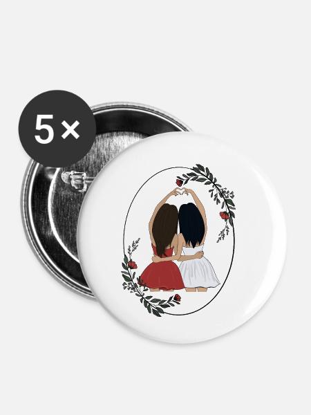 Beste Freundin - Buttons klein 25 mm (5er Pack) - Weiß