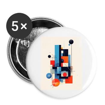 Composition géométrique abstraite - Lot de 5 petits badges (25 mm) - blanc - Devant