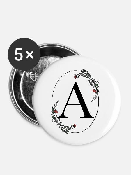 Buchstabe A - Buttons klein 25 mm (5er Pack) - Weiß