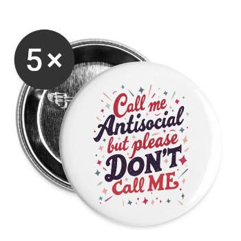 Call Me Antisocial - Buttons small 1''/25 mm (5-pack) - white - Front
