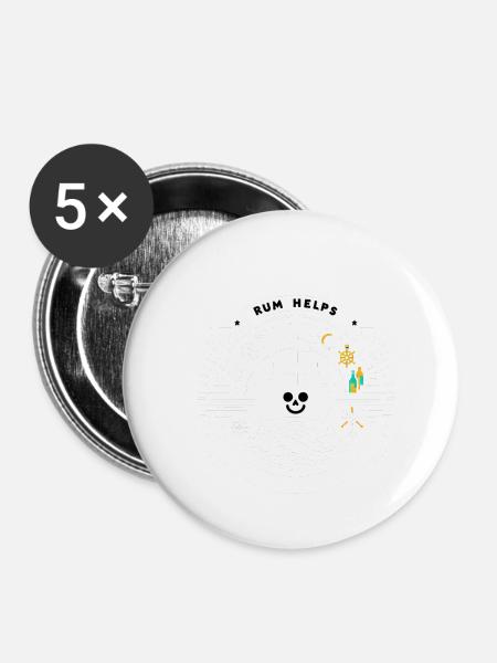 Rum Helps 5 - Buttons klein 25 mm (5er Pack) - Weiß