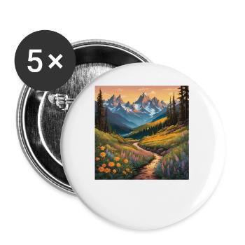 Alpine Meadow Trail - Buttons small 1''/25 mm (5-pack) - white - Front
