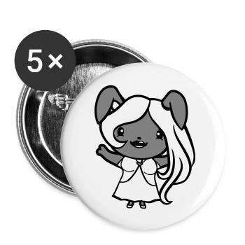 Hase Mädchen Hübsch Frau Häsin Winkt Lange Haare - Buttons klein 25 mm (5er Pack) - Weiß - Vorne