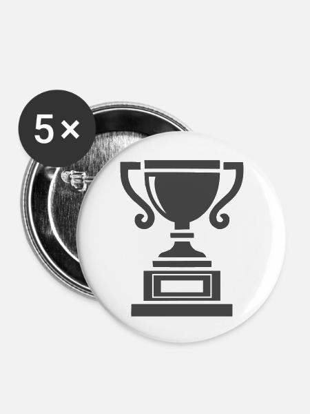 pokal - Buttons klein 25 mm (5er Pack) - Weiß