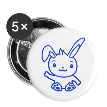 Lapin saluant amicalement la main agitant bonjour - Lot de 5 petits badges (25 mm) - blanc - Devant