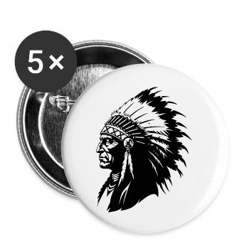 Indianerhäuptling - Buttons klein 25 mm (5er Pack) - Weiß - Vorne
