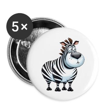 Molliges Zebra - dicke Tiere - Buttons klein 25 mm (5er Pack) - Weiß - Vorne