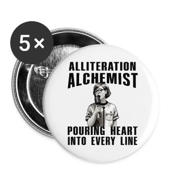 Alliteration Alchemist Poetry Slam - Buttons klein 25 mm (5er Pack) - Weiß - Vorne