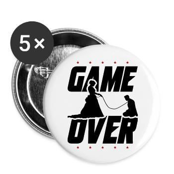 Game Over Brautpaar Hochzeit - Buttons klein 25 mm (5er Pack) - Weiß - Vorne