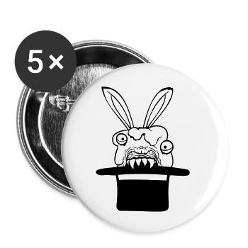 Lapin Monstre Sorcier Chapeau haut de forme Mal Horreur Fun - Lot de 5 petits badges (25 mm) - blanc - Devant
