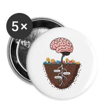 Brain Growth Tree – Knowledge and Wisdom Illustrat - Buttons small 1''/25 mm (5-pack) - white - Front