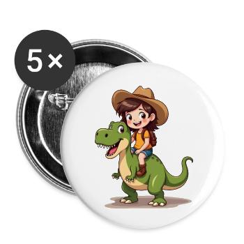 Dino Abenteuer - Buttons klein 25 mm (5er Pack) - Weiß - Vorne