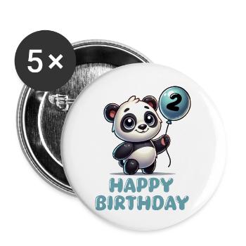 Panda BD Ballon Anniversaire 2 - Lot de 5 petits badges (25 mm) - blanc - Devant