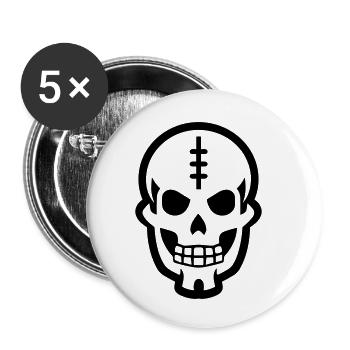 Skull - Buttons small 1''/25 mm (5-pack) - white - Front