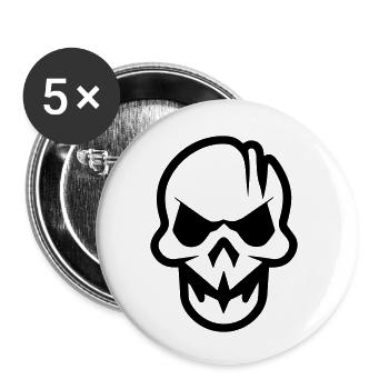 Skull - Buttons small 1''/25 mm (5-pack) - white - Front