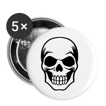 Skull - Buttons small 1''/25 mm (5-pack) - white - Front