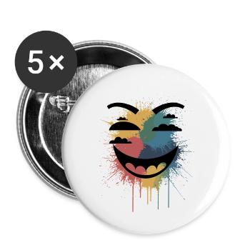 Buntes Splatter-Lächeln-Gesicht - lebendig abstrakt - Buttons klein 25 mm (5er Pack) - Weiß - Vorne