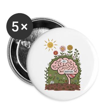 Grow Joy and Gratitude - Mindful Brain Garden Art - Buttons small 1''/25 mm (5-pack) - white - Front