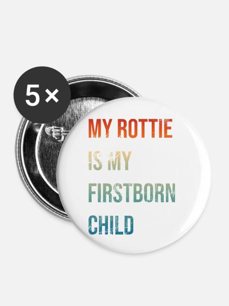 Rottie Firstborn - Buttons klein 25 mm (5er Pack) - Weiß